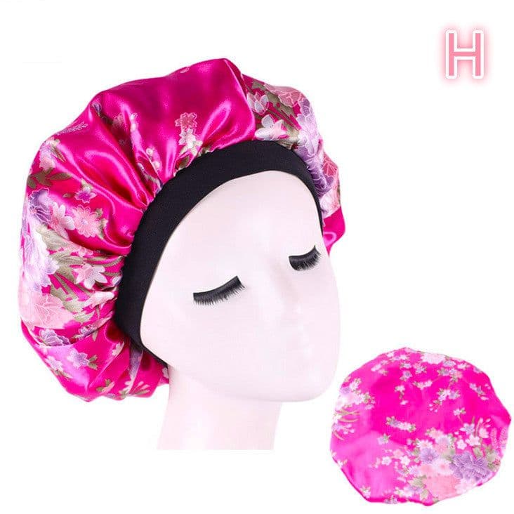 image-Beauty print Satin silk Bonnet sleep night cap