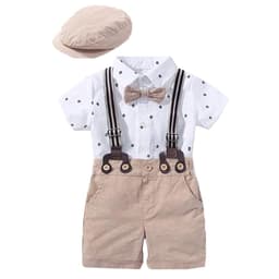 image-Summer Baby Boy Romper - White Triangle Print Tricot