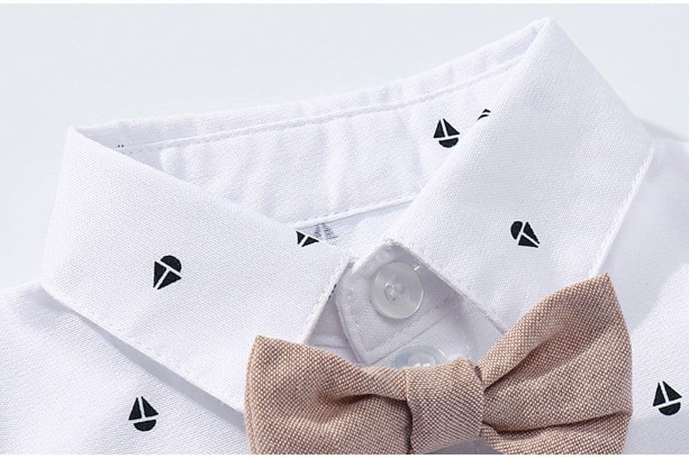 image-Summer Baby Boy Romper - White Triangle Print Tricot