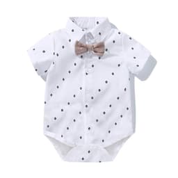 image-Summer Baby Boy Romper - White Triangle Print Tricot