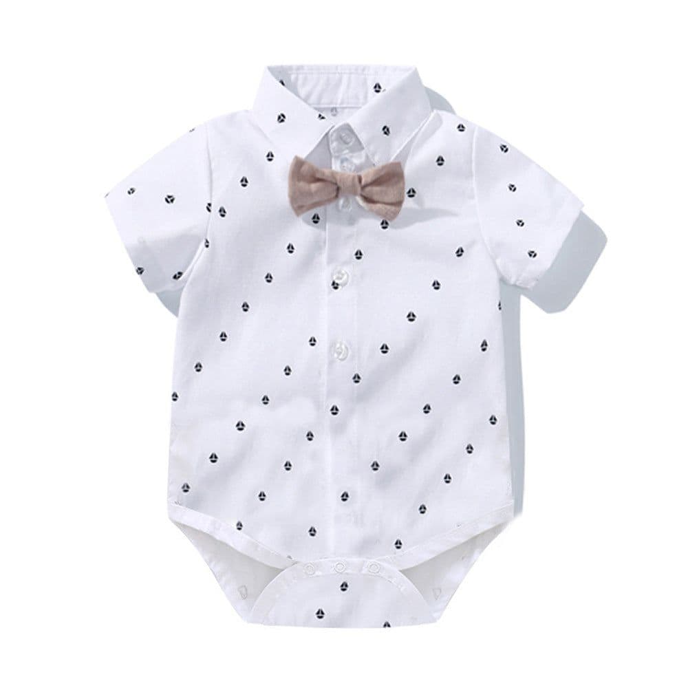 image-Summer Baby Boy Romper - White Triangle Print Tricot