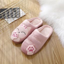 image-Cotton Slippers Lucky Cat Women Brown Size 44-45