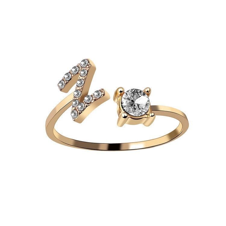 image-New Design Adjustable 26 Initial Letter Ring Fashion Jewelry For Women Simple Elegant Jewelry