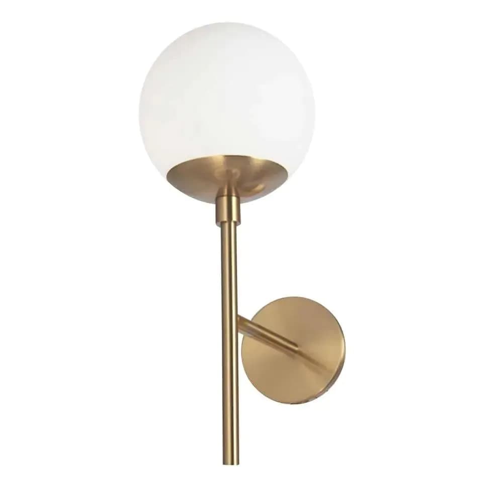 image-1LT Wall Sconce, AGB, WH Opal Glass