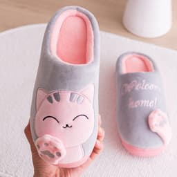 image-Cotton Slippers Lucky Cat Women Brown Size 44-45