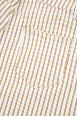 image-Khaki Stripe Casual Barrel Jeans - Striped Denim Pants
