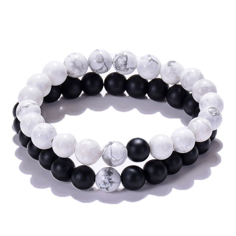 image-Classic Black Matte Green Malachite Bracelets Suitable Women Men Elastic Strand Jewelry