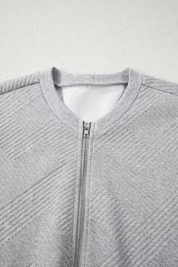 image-Medium Grey Textured Half Zip Sweatshirt