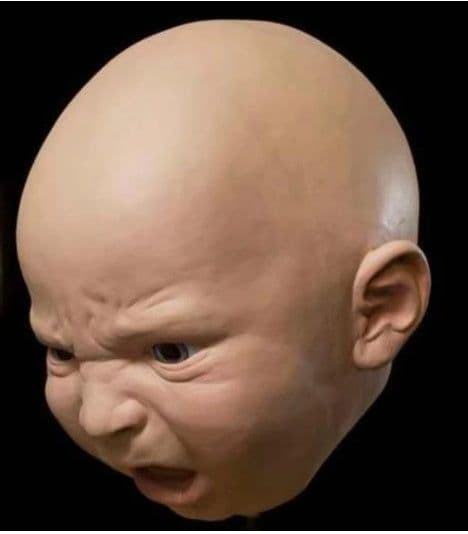 image-Crying Mask Funny S Y Angry Baby Face Latex Mask Headgear Halloween