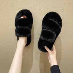 image-Fuzzy Slippers Women House Shoes Fluffy Bedroom Slippers