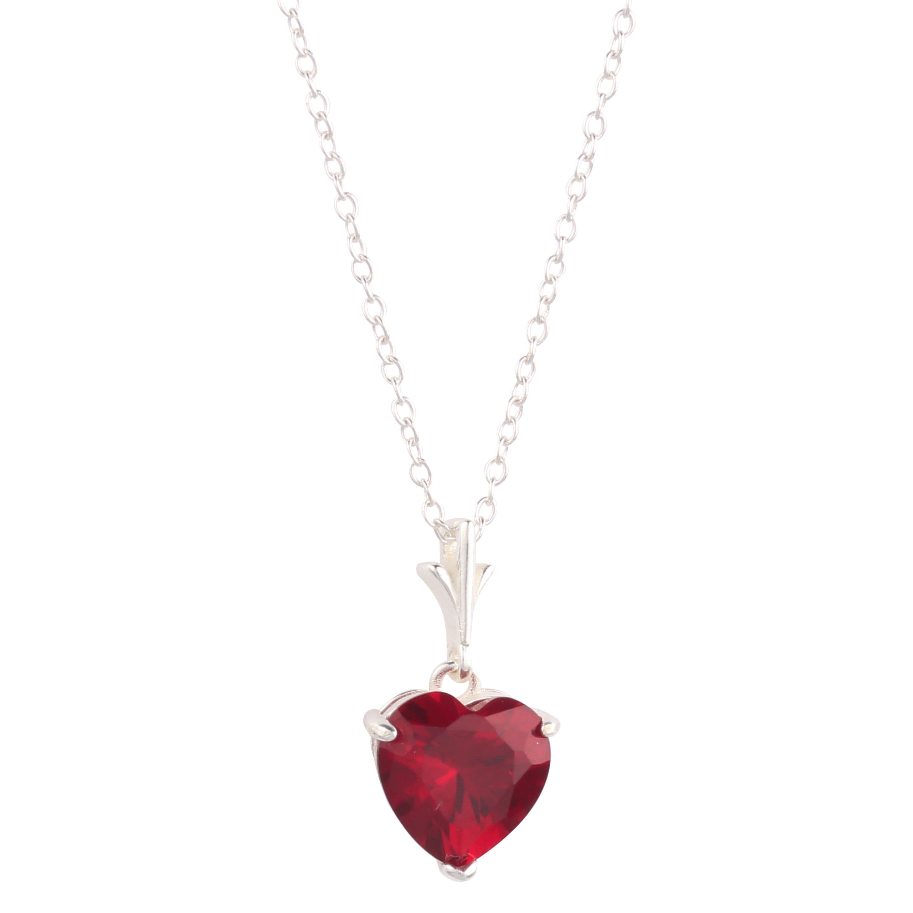 image-925 Sterling Silver Necklace Red Heart Pendant