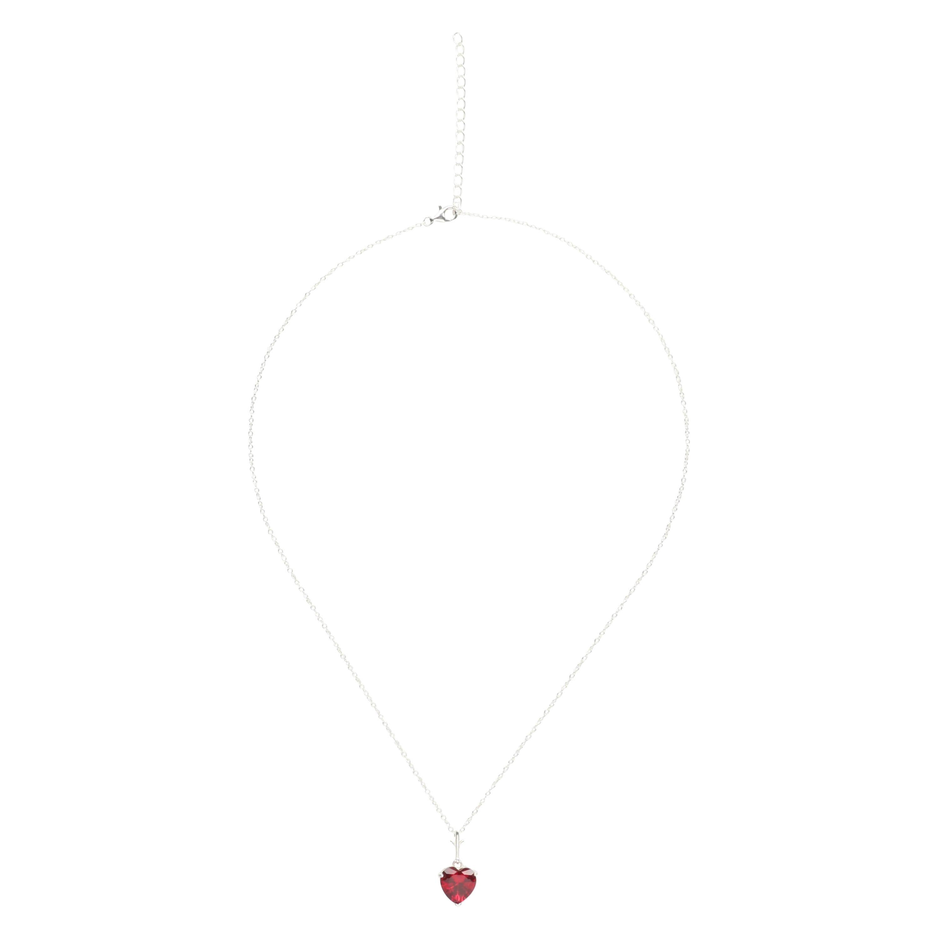 image-925 Sterling Silver Necklace Red Heart Pendant