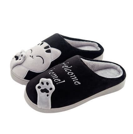 image-Cotton Slippers Lucky Cat Women Brown Size 44-45