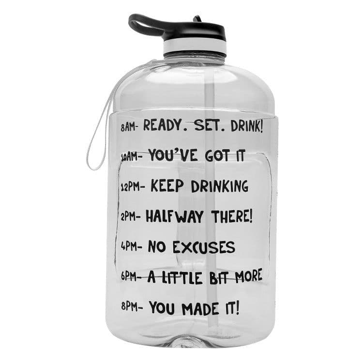 image-QuiFit Gallon Water Bottle with Straw Clear Plastic Drinking Bottles GYM Tool Jug BPA Free Sports Cup