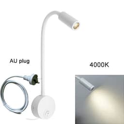 image-Plug Wired Flexible 3 Watts 3W Gooseneck Led Wall Light Sconce Lamp Lighting for Bedroom Reading Bathroom with Plug, black white