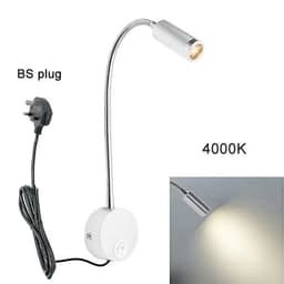 image-Plug Wired Flexible 3 Watts 3W Gooseneck Led Wall Light Sconce Lamp Lighting for Bedroom Reading Bathroom with Plug, black white