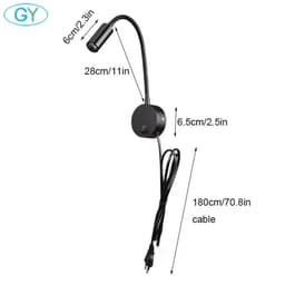 image-Plug Wired Flexible 3 Watts 3W Gooseneck Led Wall Light Sconce Lamp Lighting for Bedroom Reading Bathroom with Plug, black white