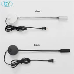 image-Plug Wired Flexible 3 Watts 3W Gooseneck Led Wall Light Sconce Lamp Lighting for Bedroom Reading Bathroom with Plug, black white