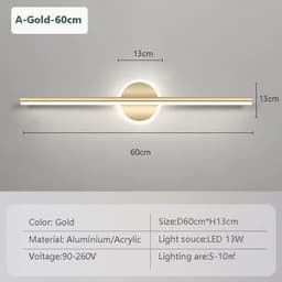 image-Modern LED Wall Lamp Black Gold Mirror Light Dresser Bathroom Toilet Long Strip Lamps Home Decor Led Lighting Fixture Lustre
