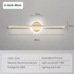 image-Modern LED Wall Lamp Black Gold Mirror Light Dresser Bathroom Toilet Long Strip Lamps Home Decor Led Lighting Fixture Lustre