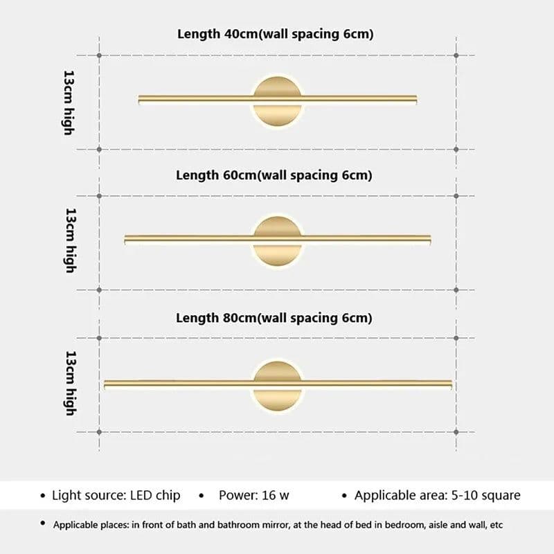 image-Modern LED Wall Lamp Black Gold Mirror Light Dresser Bathroom Toilet Long Strip Lamps Home Decor Led Lighting Fixture Lustre