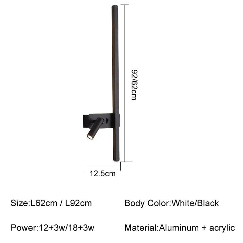 image-Modern Simple Long LED Wall Lamp Creative Rotatable Spotlights Living Room Bedroom Bedside Lighting Background Wall Home Decor