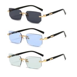 image-Rimless Sunglasses Rectangle Fashion Popular Women Men Shades Small Square Sun Glasses For Female Male Summer Traveling Oculos