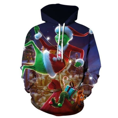 image-Men's Pattern 3D Printing Hoodie Party Fashion Tops Christmas Round