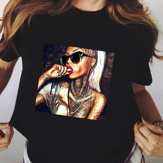 image-Black Harajuku T-Shirt Plus Size Short Sleeve