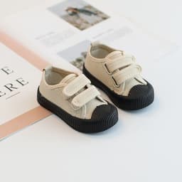 image-Pug Canvas Toddler Shoes - Khaki, Unisex, Spring/Autumn, 18.5cm, Wear-resistant