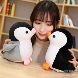 image-Penguin Plush Toy 45cm Gray Short Plush