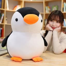 image-Penguin Plush Toy 45cm Gray Short Plush