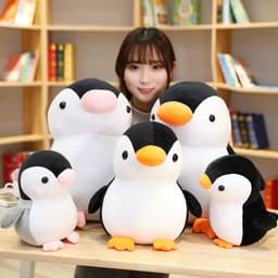 image-Penguin Plush Toy 45cm Gray Short Plush