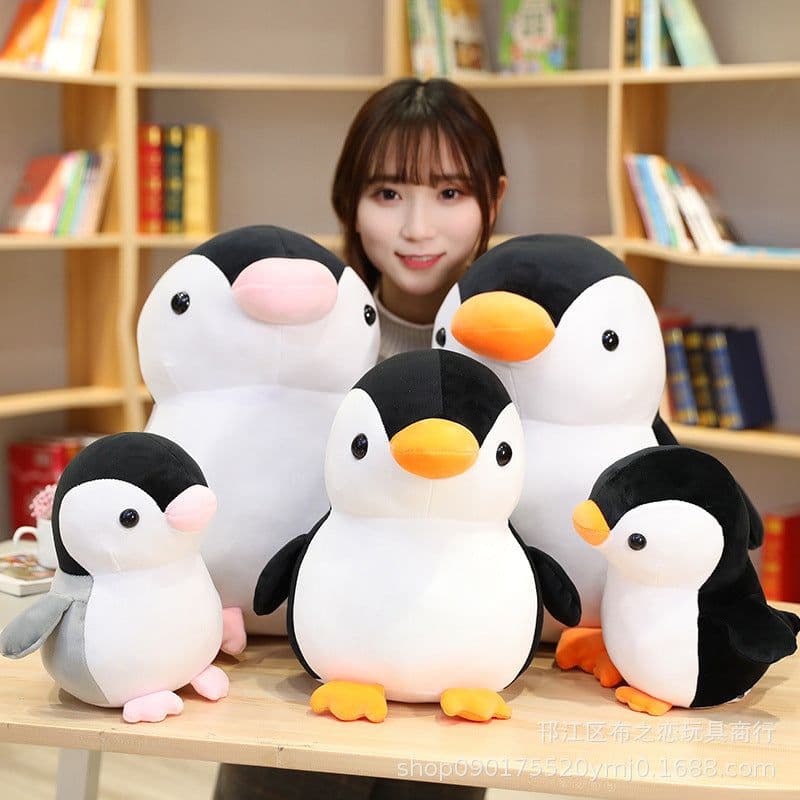 image-Penguin Plush Toy 45cm Gray Short Plush