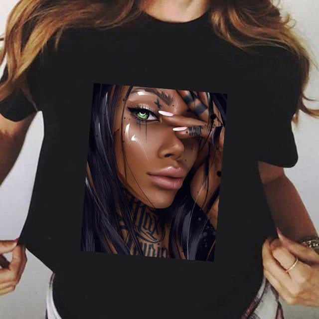 image-Black Harajuku T-Shirt Plus Size Short Sleeve