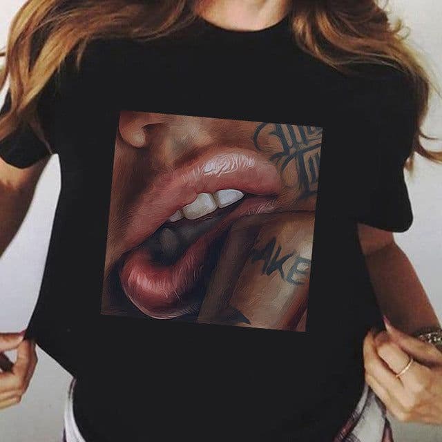 image-Black Harajuku T-Shirt Plus Size Short Sleeve
