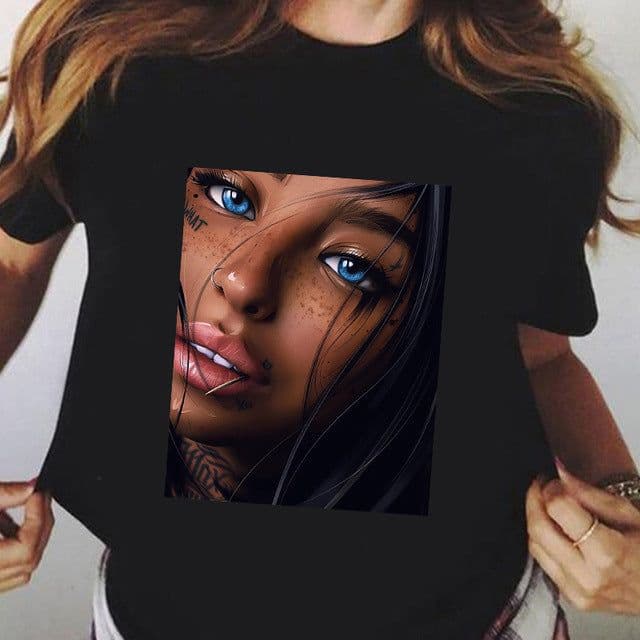 image-Black Harajuku T-Shirt Plus Size Short Sleeve