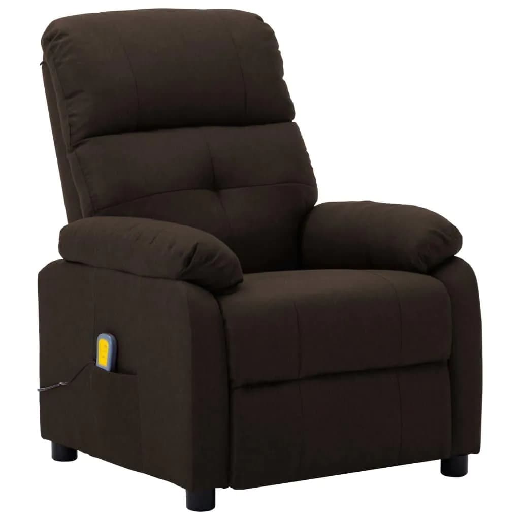 image-vidaXL Massage Chair Dark Brown Fabric, Wood, Metal 28.7 x 35.4 x 39.4 in