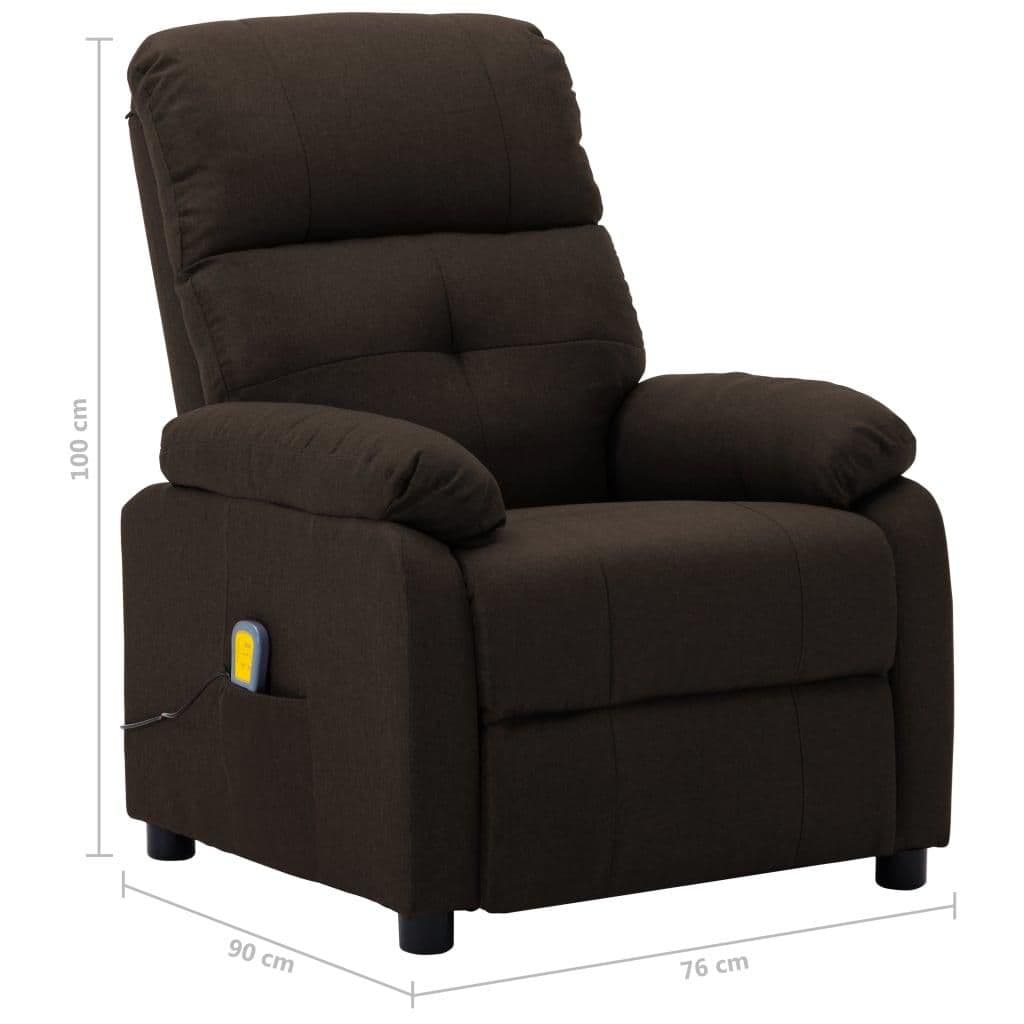 image-vidaXL Massage Chair Dark Brown Fabric, Wood, Metal 28.7 x 35.4 x 39.4 in