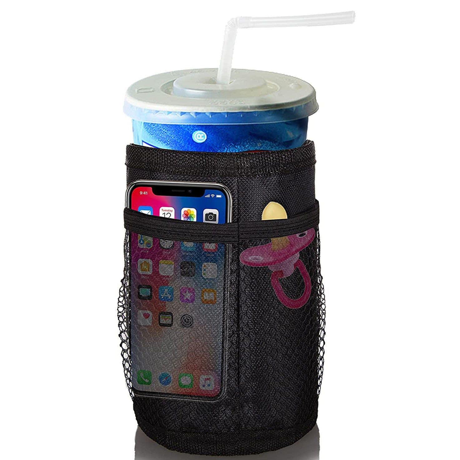 image-Stroller Umbrella Car Thermal Insulation Bag - Black 14x10cm Oxford Cloth
