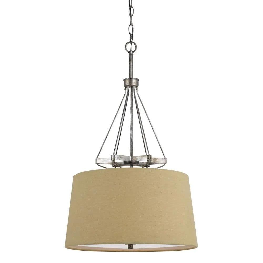 image-60W X 3 Cresco Pendant W/Burlap Sh (Edison Bulbs Not Included)