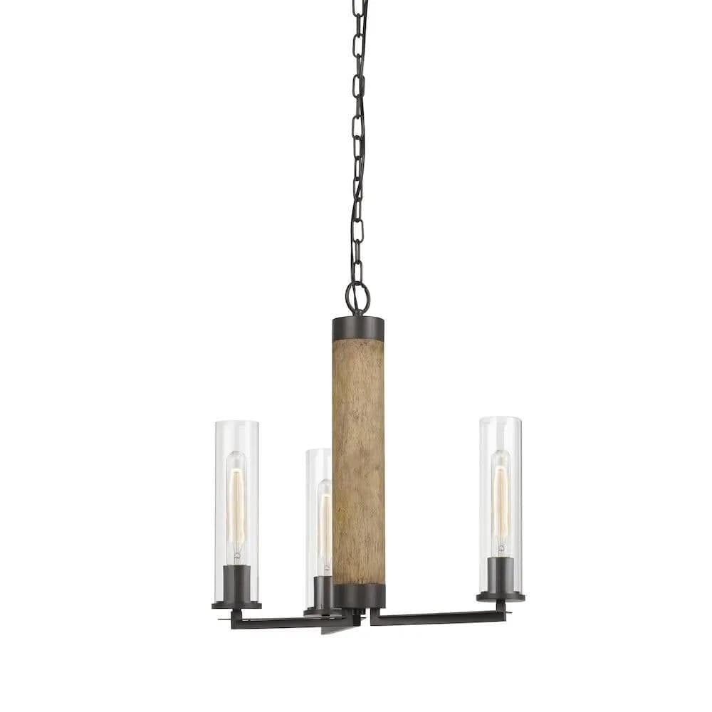 image-60W X 3 Silverton Metal/Wood 3 Light Chandelier