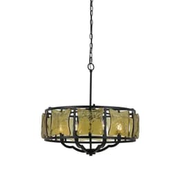 image-60W X 6 Revenna Forged Iron Chandelier With Hand Crafted Glass