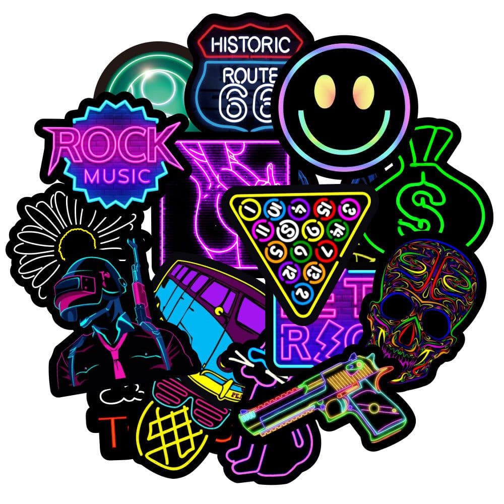 image-50 neon graffiti stickers, car water cups, laptops, laptops, stickers, waterproof wholesale custom