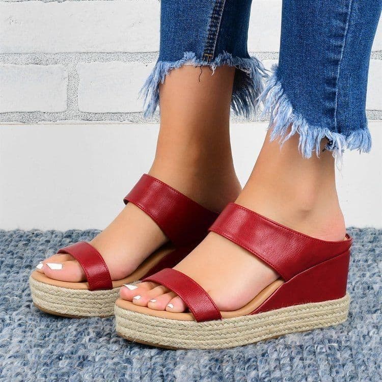 image-Women's Sandals - Snake Pattern Wedge Heel Size 43