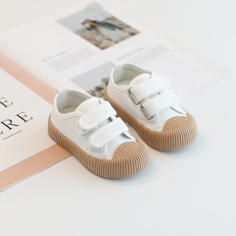 image-Pug Canvas Toddler Shoes - Khaki, Unisex, Spring/Autumn, 18.5cm, Wear-resistant
