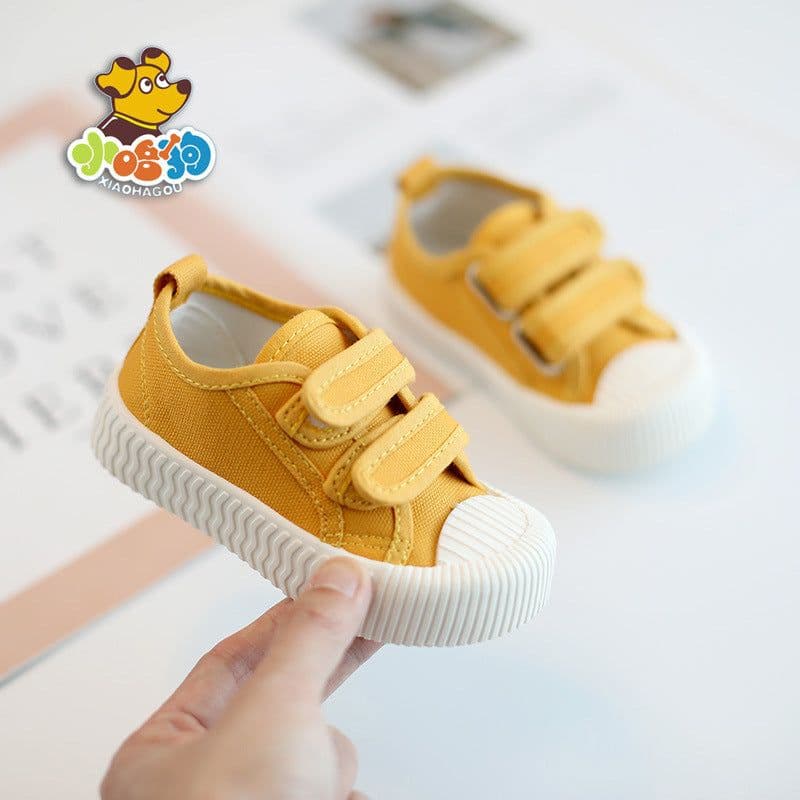 image-Pug Canvas Toddler Shoes - Khaki, Unisex, Spring/Autumn, 18.5cm, Wear-resistant