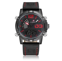 image-Leather Band Fashion Sport Quartz Watch For Men