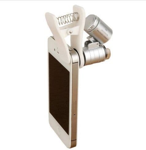 image-Compatible with Apple, 60X Universal Mobile Phone Microscope Macro Lens Optical Zoom Magnifier Micro Camera Clip LED Lenses For iPhone SE 5S 6S Plus