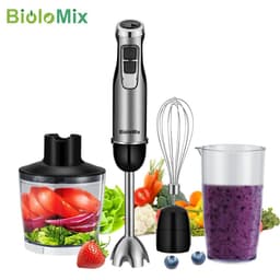 image-BioloMix 4 in 1 High Power 1200W Immersion Hand Stick Blender Mixer Includes Chopper and Smoothie Cup Stainless Steel Ice Blades